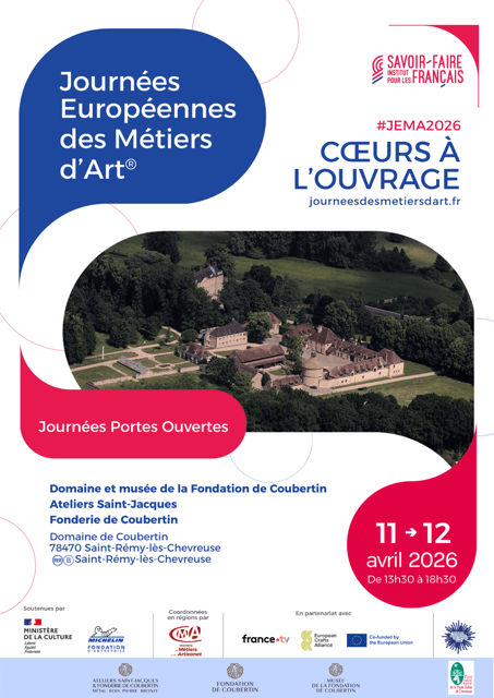 Journées Européennes des Métiers d’Art® 2026 : journées portes ouvertes des Ateliers Saint-Jacques et de la Fonderie de Coubertin.